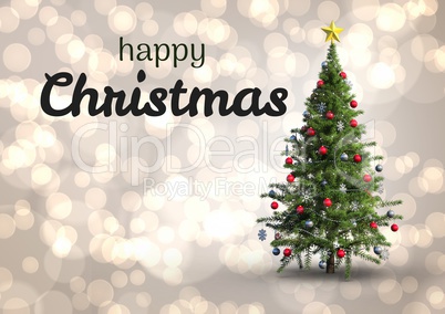 Happy Christmas text with Christmas tree