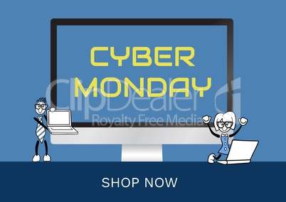 Cyber Monday Sale in style of comic