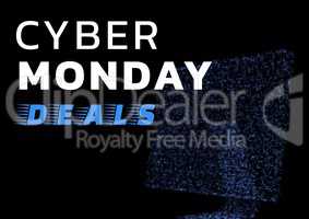 Cyber Monday Sale with blue monitor