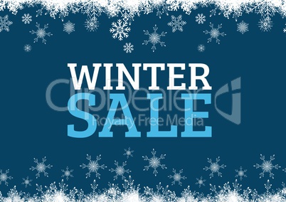 Winter Sale Snowflakes with blue background