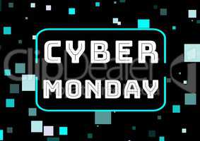 Cyber Monday Sale with squares in the background