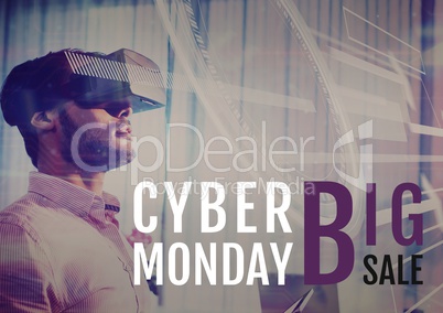 Cyber Monday Sale Man using Augmented Reality