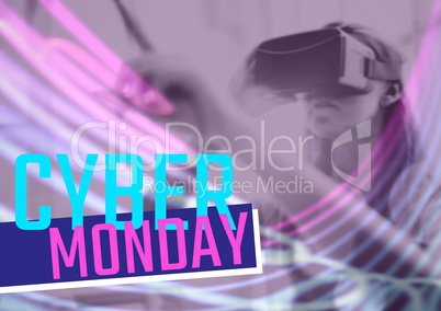 Cyber Monday Sale Woman using Augmented Reality