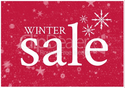 Winter Sale Background in red with big white text and snowflakes