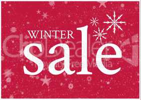 Winter Sale Background in red with big white text and snowflakes