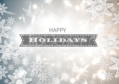 Happy holidays text with snowflakes