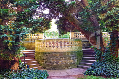 Castle park in English garden style