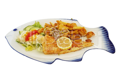 Fried fish on fish-shaped plate