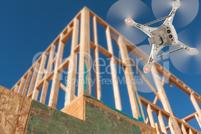 Drone Quadcopter Flying and Inspecting Construction Site