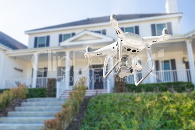 Drone Quadcopter Flying, Inspecting and Photographing House