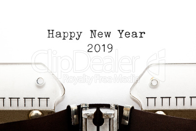 Happy New Year 2019 On Vintage Typewriter
