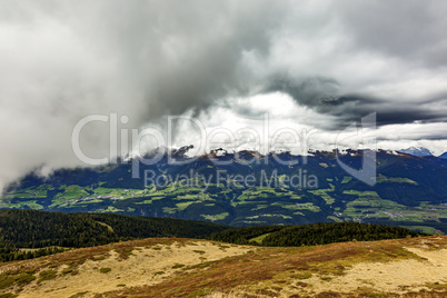 View from the Astjoch over the landscape of South Tyrol