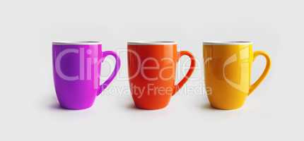 Three ceramic mugs