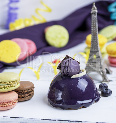 purple cake on a white wooden board