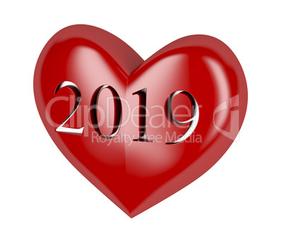 Year 2019 in red heart