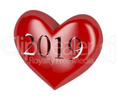 Year 2019 in red heart