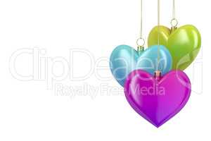 Colorful heart shaped Christmas balls