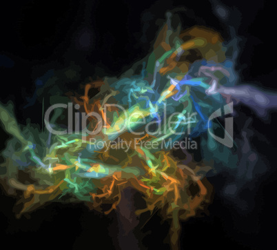 image of one Digital Fractal on Black Color