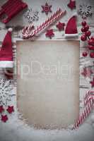 Retri Christmas Flat Lay, Vertical Paper, Copy Space, Snow