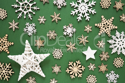 Flat Lay With Wooden Christmas Decoration Like Snowflakes