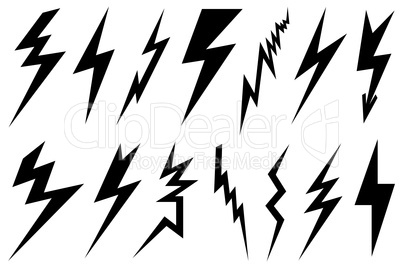 Set of different lightning bolts