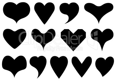 Set of different hearts