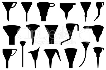 Set of different funnels