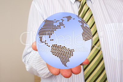 Businessman holding globe