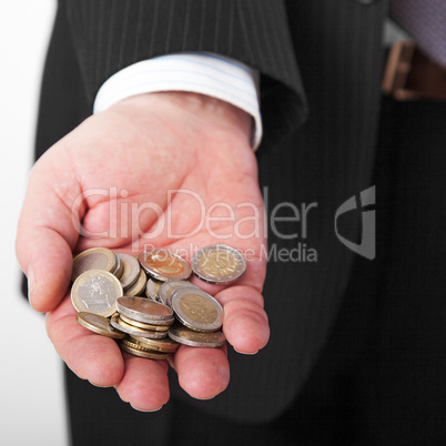 Hand with money coins