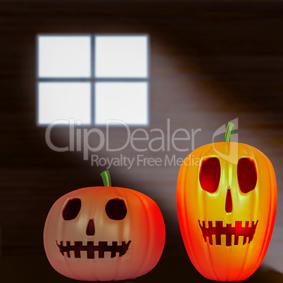 Halloween pumpkin in the cellar
