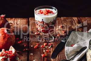 Cooked Dessert with Ingredients on Wooden Table.