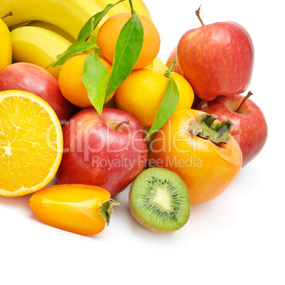 Set of fruits isolated on white background. Healthy food.