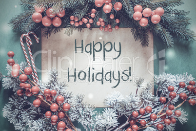 Christmas Garland, Fir Tree Branch, Snowflakes, Happy Holidays