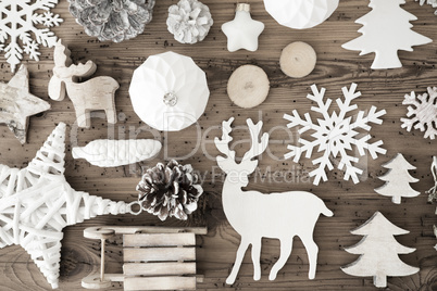 Flat Lay Of White Wooden Christmas Decoration