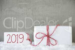 One White Gift, Urban Cement Background, Text 2019