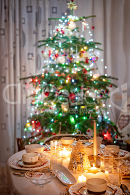 a colorful and festive christmas table setting