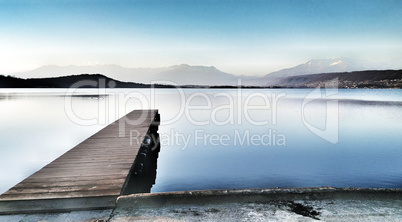 pier on the lake in a relaxing day