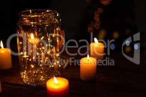 small electric garland in a glass jar