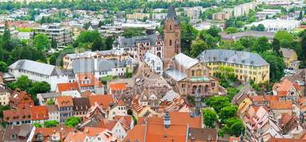 Beautiful panorama of the old town Germany. View from above. Wid
