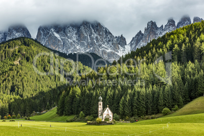 The church St. Johann in Ranui in the Villnoess