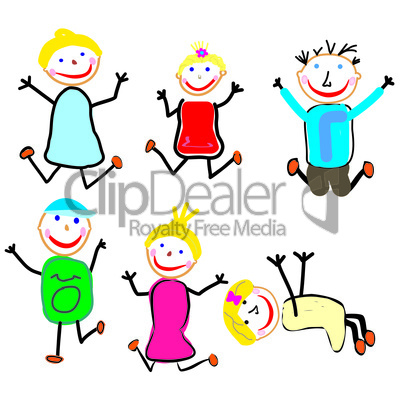 Exited jumping kids, illustration