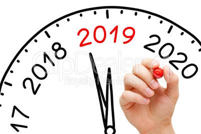 New Year 2019 Clock Concept
