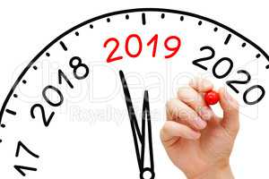 New Year 2019 Clock Concept