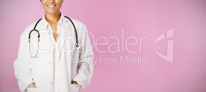 Smiling professional nurse breast cancer awareness