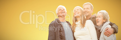 Composite image of senior family laughing