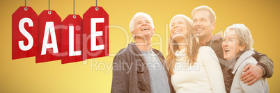 Composite image of senior family laughing