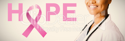 Composite image of breast cancer awareness message of hope