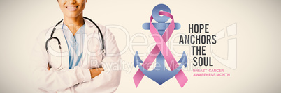 Composite image of breast cancer awareness message