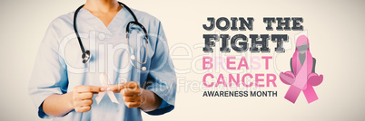 Composite image of breast cancer awareness message