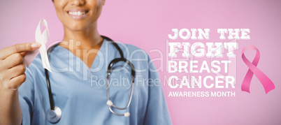 Composite image of breast cancer awareness message